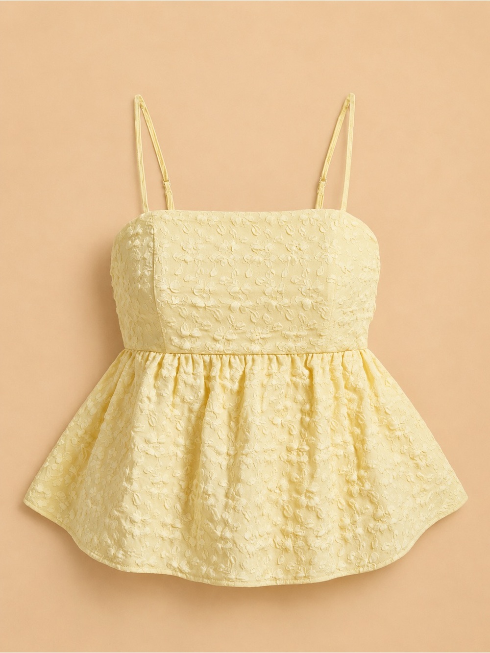 NWT Babydoll Peplum Cami Tank Top | Butter Yellow | Women’s XS